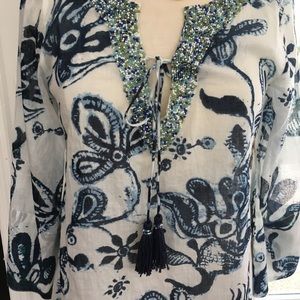 Debbie Katz IOS tunic blue and white